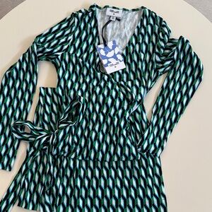 Diane Von Furstenberg for Target Teal and Black Geometric Wrap Dress